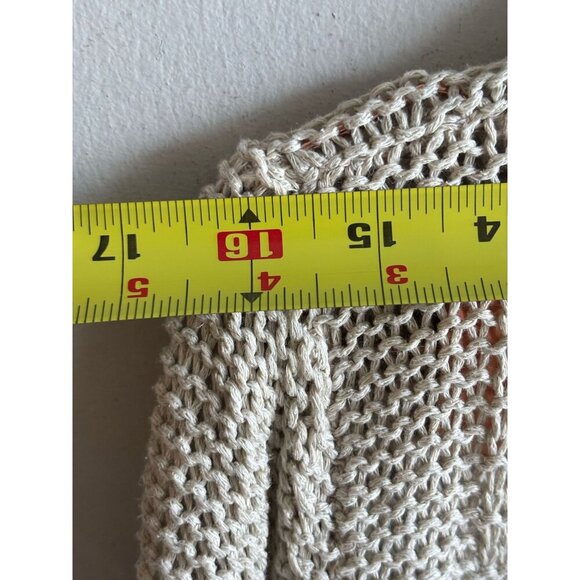 Lineamaglia Womens Long Sleeve Crochet Open Front Knit Cardigan Tan Size M - Picture 4 of 9